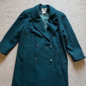 Vintage Worthington Teal Double-Breasted Long Coat Size 10